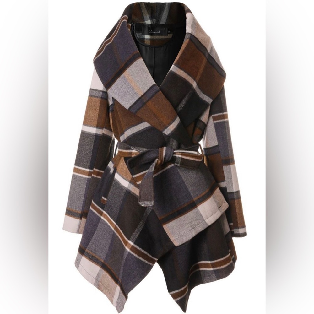 PRAIRIE CHECK RABATO COAT BY CHIC - NWOT